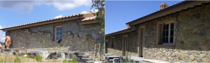 Realizzazione di rivestimento in pietra e sistemazioni esterne di edificio esistente